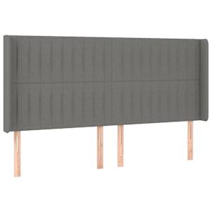 Čelo postele typu ušák tmavě šedé 163x16x118/128 cm textil - obrázek 2