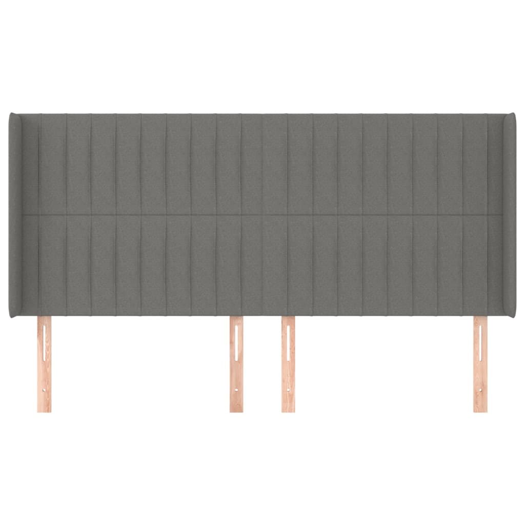 vidaXL Hoofdbord met randen 163x16x118/128 cm stof donkergrijs afbeelding