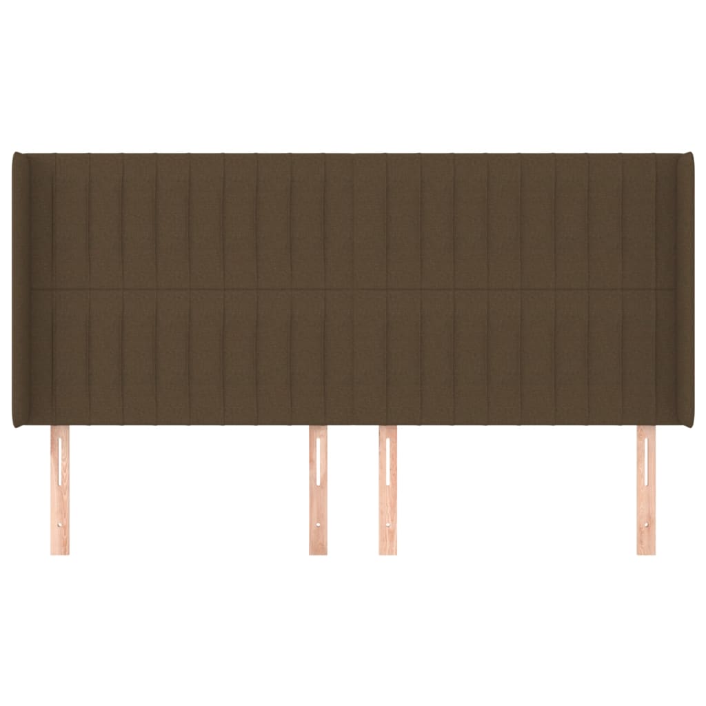vidaXL Hoofdbord met randen 163x16x118/128 cm stof donkerbruin afbeelding