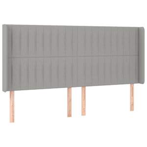 Čelo postele typu ušák světle šedé 183x16x118/128 cm textil - obrázek 2