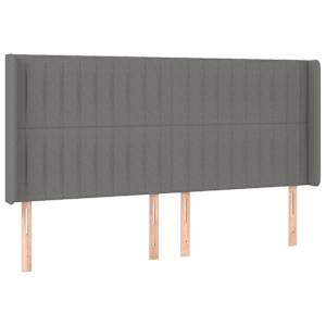 Čelo postele typu ušák tmavě šedé 183x16x118/128 cm textil - obrázek 2
