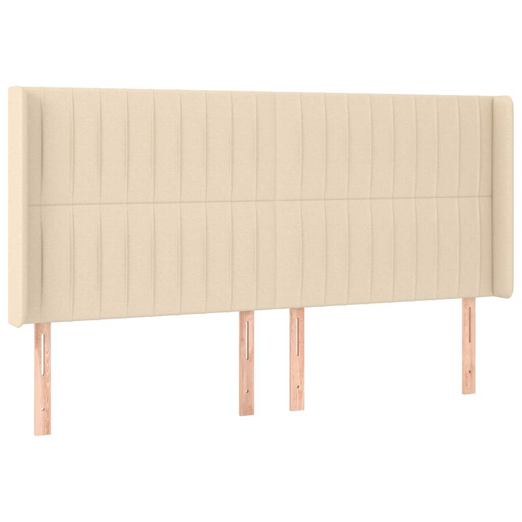 vidaXL Tăblie de pat cu aripioare, crem, 183x16x118/128 cm, textil