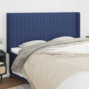 Čelo postele typu ušák modré 183x16x118/128 cm textil - obrázek 1