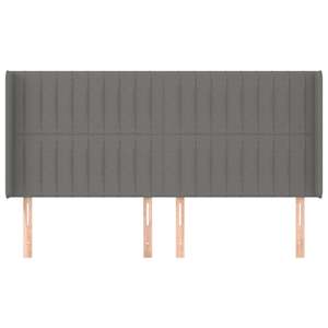 Čelo postele typu ušák tmavě šedé 203x16x118/128 cm textil - obrázek 3