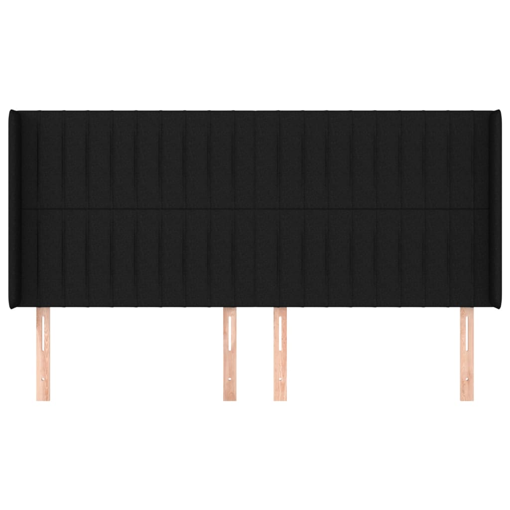 vidaXL Hoofdbord met randen 203x16x118/128 cm stof zwart afbeelding