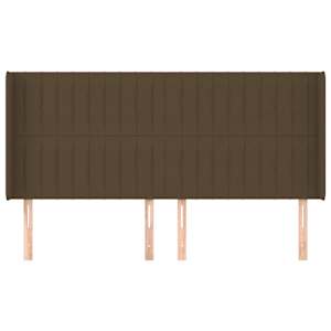 Čelo postele typu ušák tmavě hnědé 203x16x118/128 cm textil - obrázek 3