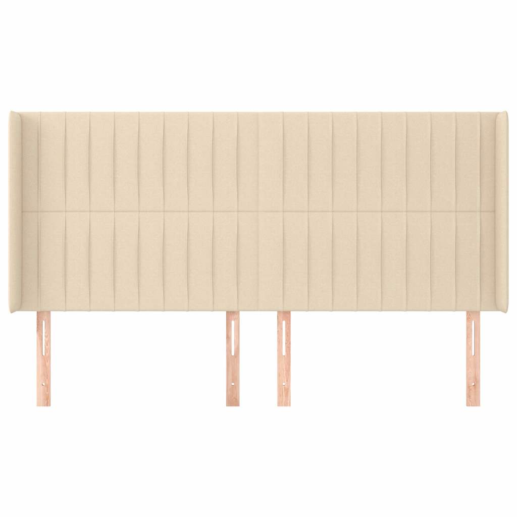vidaXL Hoofdbord met randen 203x16x118/128 cm stof crèmekleurig, foto 2