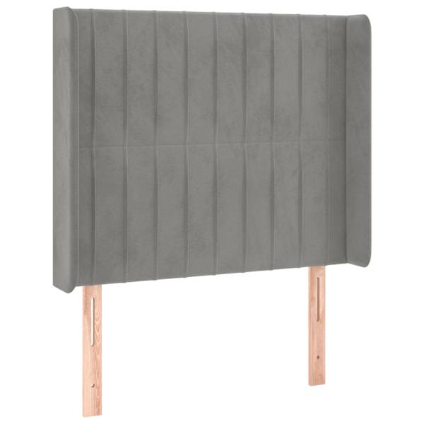 vidaXL voodipeats servadega, helehall, 83x16x118/128 cm, samet