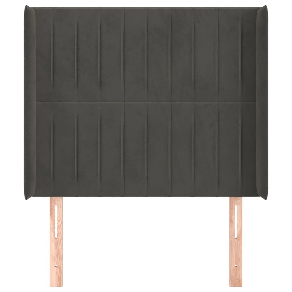 vidaXL Hoofdbord met randen 83x16x118/128 cm fluweel donkergrijs afbeelding