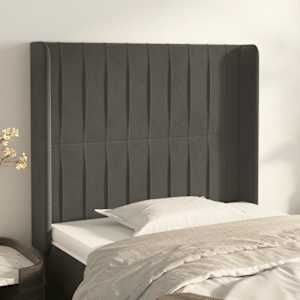 Čelo postele typu ušák tmavě šedé 83x16x118/128 cm samet - obrázek 1