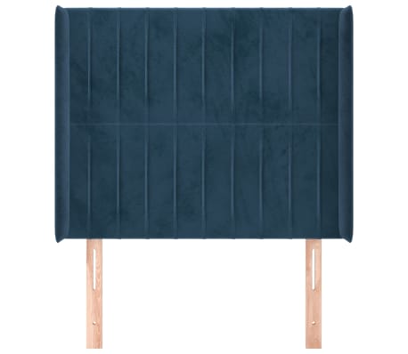 vidaXL Vzglavje z u&scaron;esi temno modro 83x16x118/128 cm žamet
