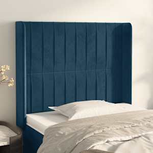 Vzglavje z ušesi temno modro 83x16x118/128 cm žamet