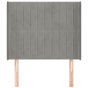 Čelo postele typu ušák světle šedé 93x16x118/128 cm samet - obrázek 3