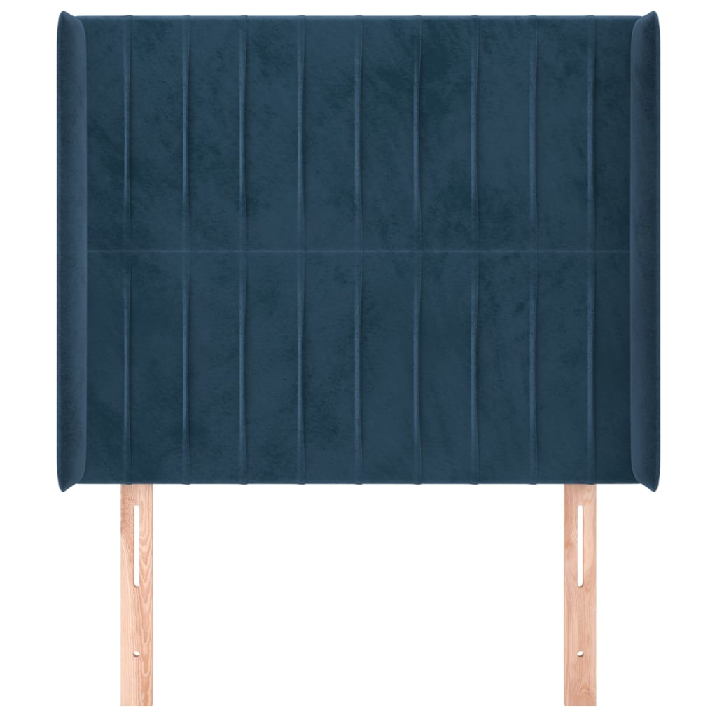 vidaXL Hoofdbord met randen 93x16x118/128 cm fluweel donkerblauw afbeelding