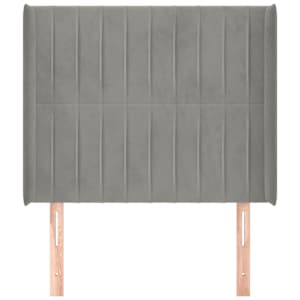 Čelo postele typu ušák světle šedé 103x16x118/128 cm samet - obrázek 3