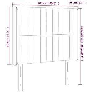 Čelo postele typu ušák světle šedé 103x16x118/128 cm samet - obrázek 9