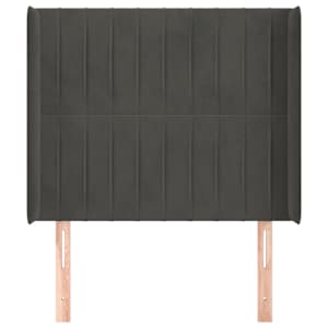 Čelo postele typu ušák tmavě šedé 103x16x118/128 cm samet - obrázek 3