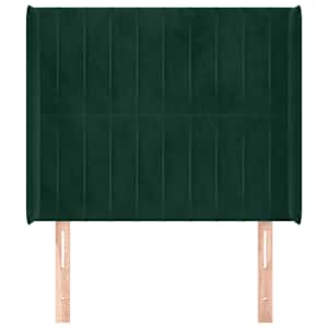 Čelo postele typu ušák tmavě zelená 103x16x118/128 cm samet - obrázek 3