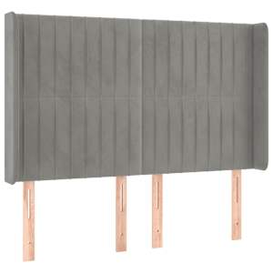 Čelo postele typu ušák světle šedé 147x16x118/128 cm samet - obrázek 2