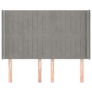 Čelo postele typu ušák světle šedé 147x16x118/128 cm samet - obrázek 3