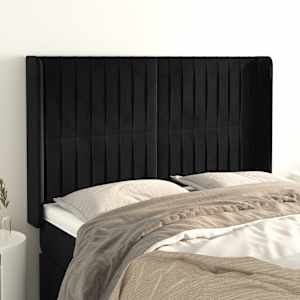 Čelo postele typu ušák černé 147x16x118/128 cm samet - obrázek 1