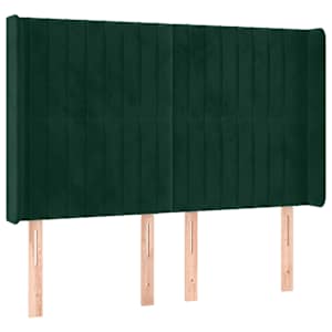 Čelo postele typu ušák tmavě zelená 147x16x118/128 cm samet - obrázek 2