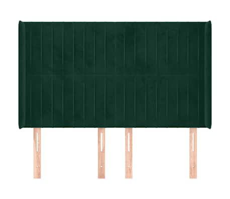 vidaXL Tăblie pat cu aripioare verde &icirc;nchis 147x16x118/128 cm catifea