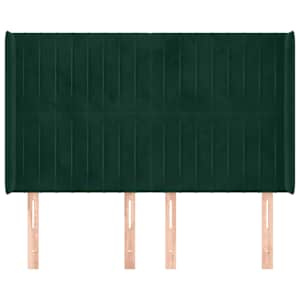vidaXL Tăblie pat cu aripioare verde &icirc;nchis 147x16x118/128 cm catifea