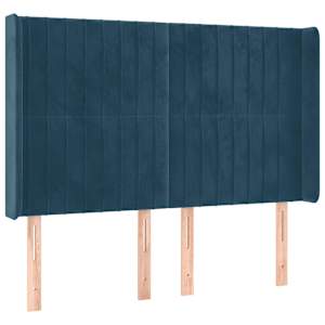 Čelo postele typu ušák tmavě modrá 147x16x118/128 cm samet - obrázek 2