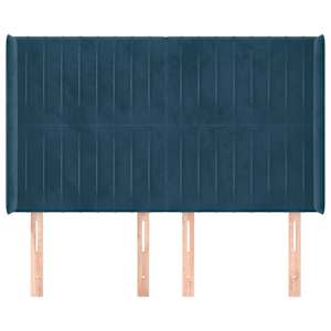 Čelo postele typu ušák tmavě modrá 147x16x118/128 cm samet - obrázek 3