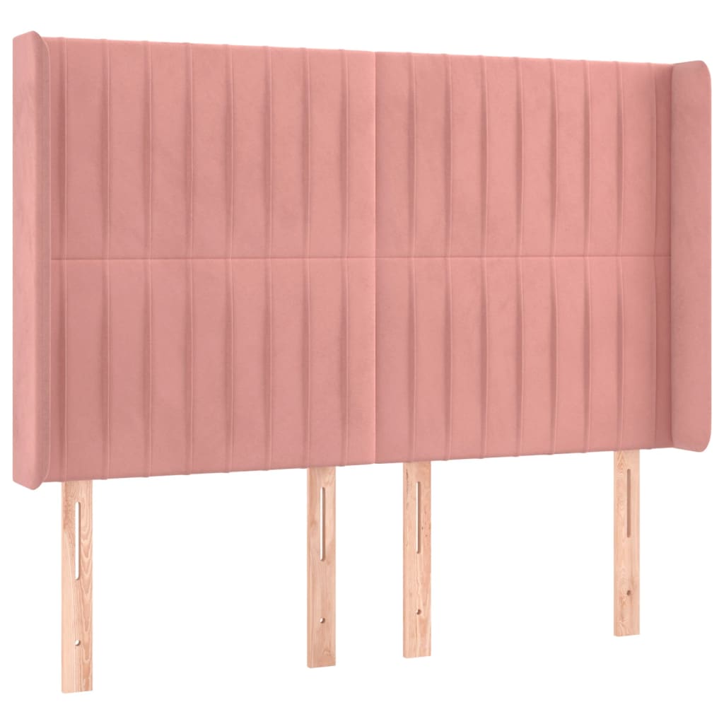 vidaXL Čelo postele typu ušák růžové 147x16x118/128 cm samet