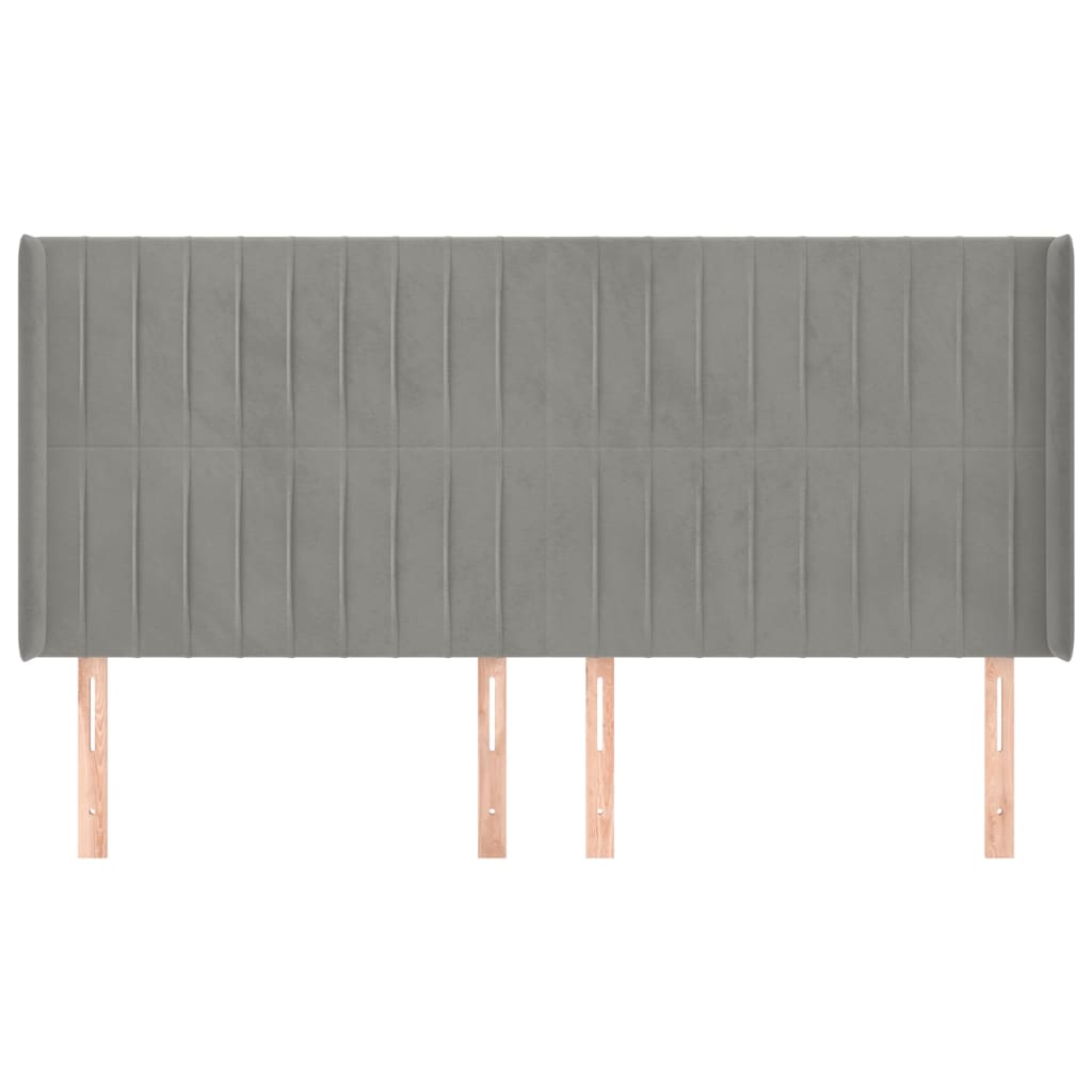 vidaXL Hoofdbord met randen 163x16x118/128 cm fluweel lichtgrijs afbeelding