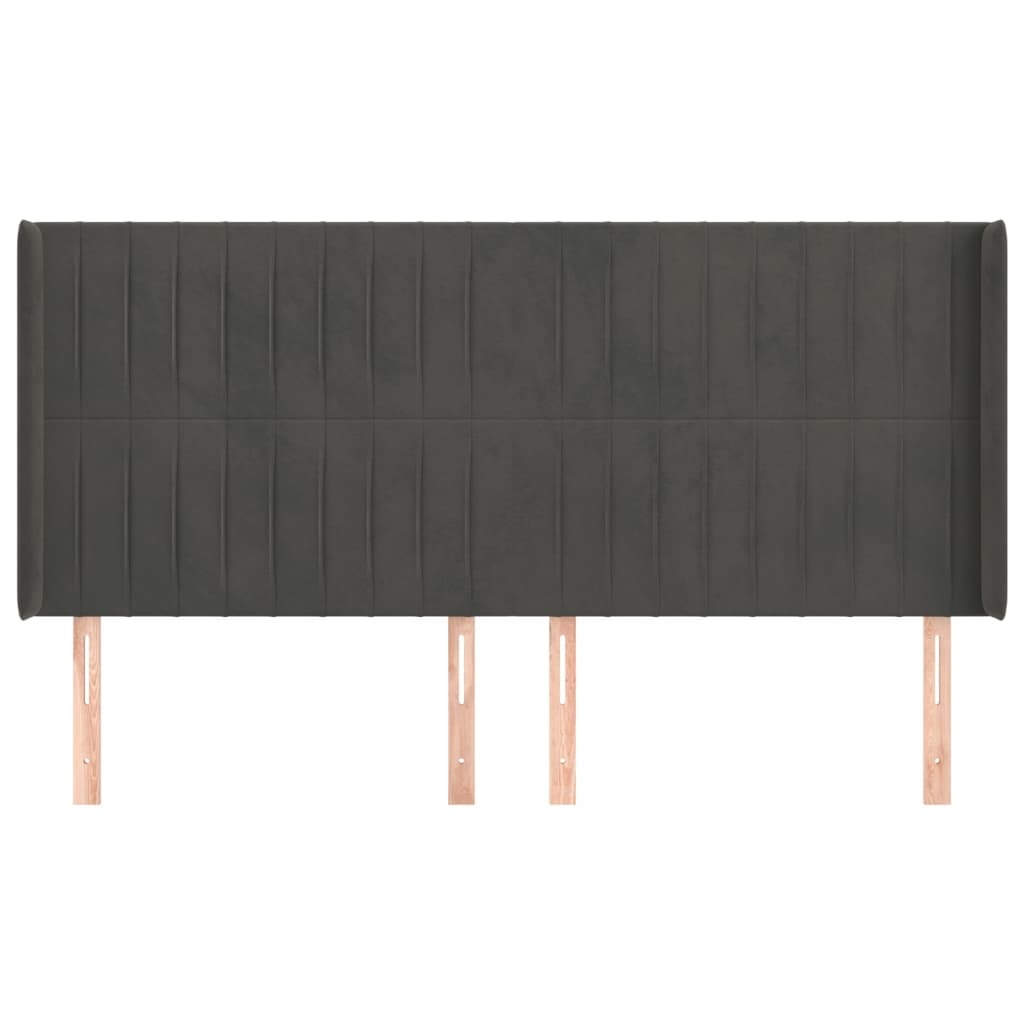 vidaXL Hoofdbord met randen 163x16x118/128 cm fluweel donkergrijs afbeelding