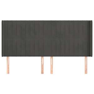 Čelo postele typu ušák tmavě šedé 163x16x118/128 cm samet - obrázek 3