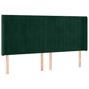 Čelo postele typu ušák tmavě zelená 163x16x118/128 cm samet - obrázek 2