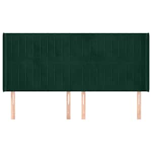 Čelo postele typu ušák tmavě zelená 163x16x118/128 cm samet - obrázek 3