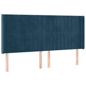 Čelo postele typu ušák tmavě modrá 163x16x118/128 cm samet - obrázek 2