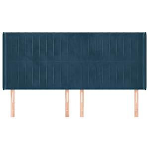Čelo postele typu ušák tmavě modrá 163x16x118/128 cm samet - obrázek 3