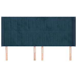 vidaXL Kopfteil mit Ohren Dunkelblau 163x16x118/128 cm Samt