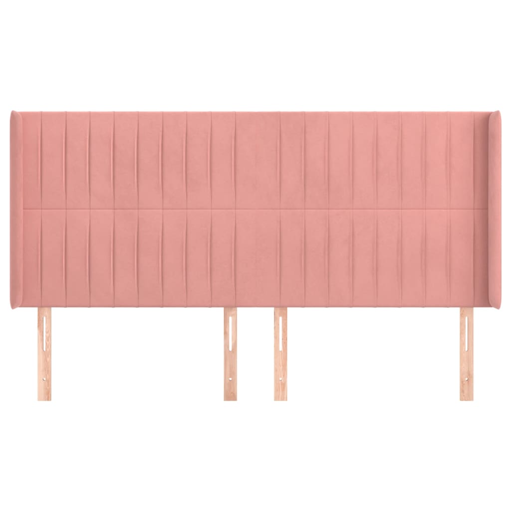 vidaXL Hoofdbord met randen 163x16x118/128 cm fluweel roze afbeelding