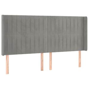 Čelo postele typu ušák světle šedé 183x16x118/128 cm samet - obrázek 2