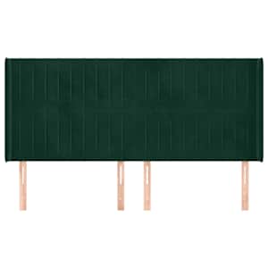 vidaXL Tăblie pat cu aripioare verde &icirc;nchis 183x16x118/128 cm catifea
