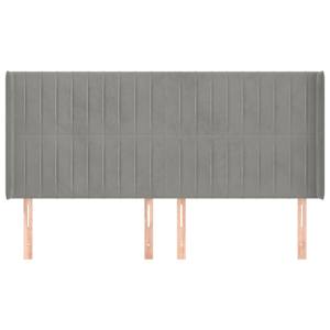Čelo postele typu ušák světle šedé 203x16x118/128 cm samet - obrázek 3