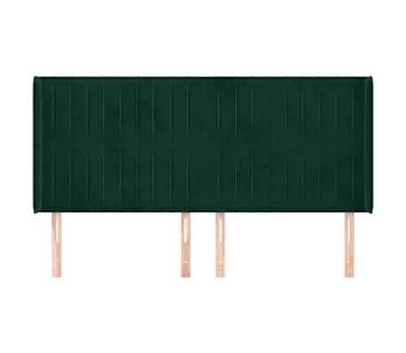 vidaXL Tăblie pat cu aripioare verde &icirc;nchis 203x16x118/128 cm catifea