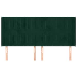 Čelo postele typu ušák tmavě zelená 203x16x118/128 cm samet - obrázek 3