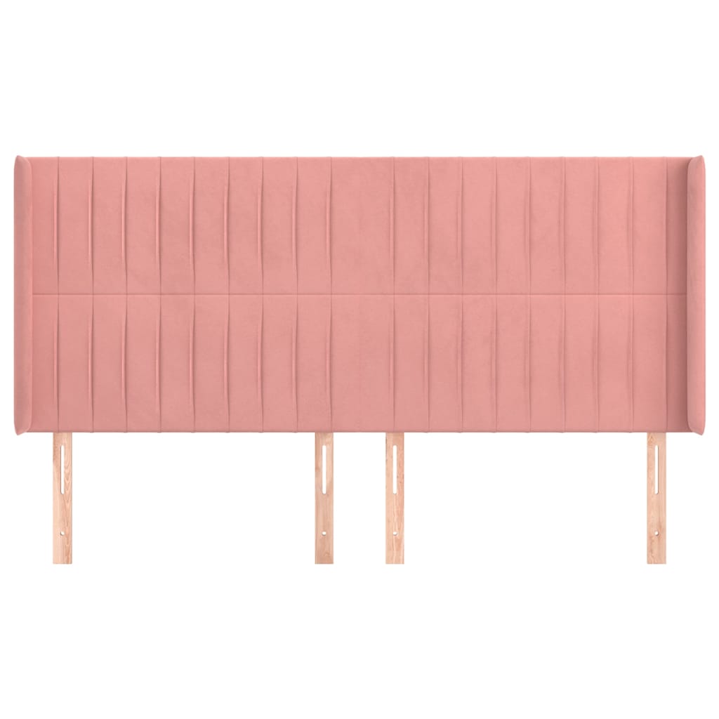 vidaXL Hoofdbord met randen 203x16x118/128 cm fluweel roze, foto 2