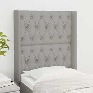 Čelo postele typu ušák světle šedé 83x16x118/128 cm textil - obrázek 1