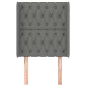 Čelo postele typu ušák tmavě šedé 83x16x118/128 cm textil - obrázek 3