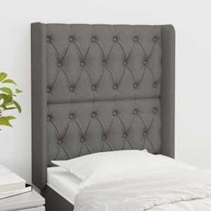 Čelo postele typu ušák tmavě šedé 83x16x118/128 cm textil - obrázek 1