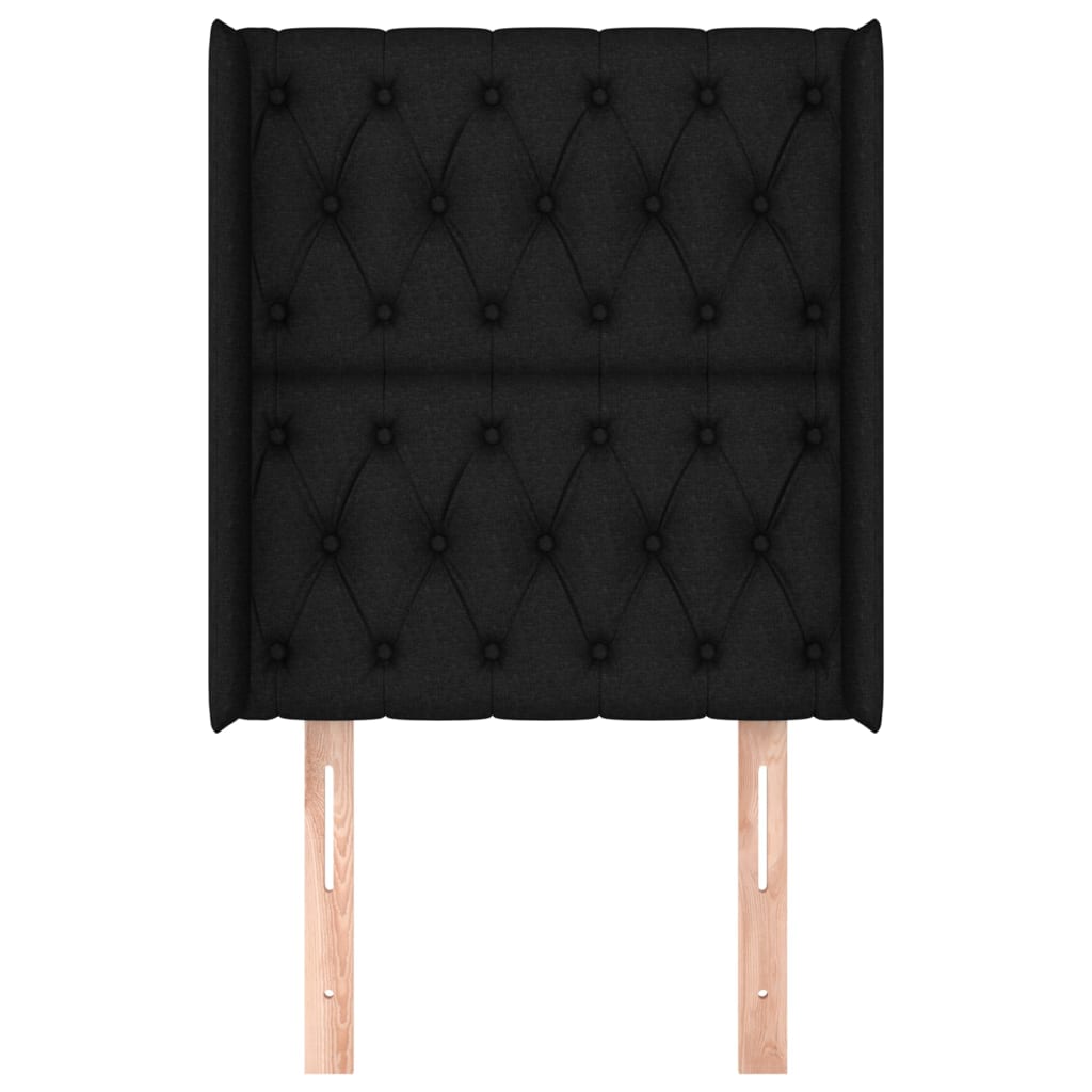 vidaXL Hoofdbord met randen 83x16x118/128 cm stof zwart afbeelding